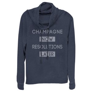 Junior_s CHIN UP Champagne Now New Years_ Resolutions Later Cowl Neck Sweatshirt