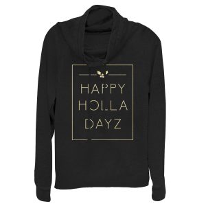 Junior_s CHIN UP Christmas Happy Holla Dayz Cowl Neck Sweatshirt