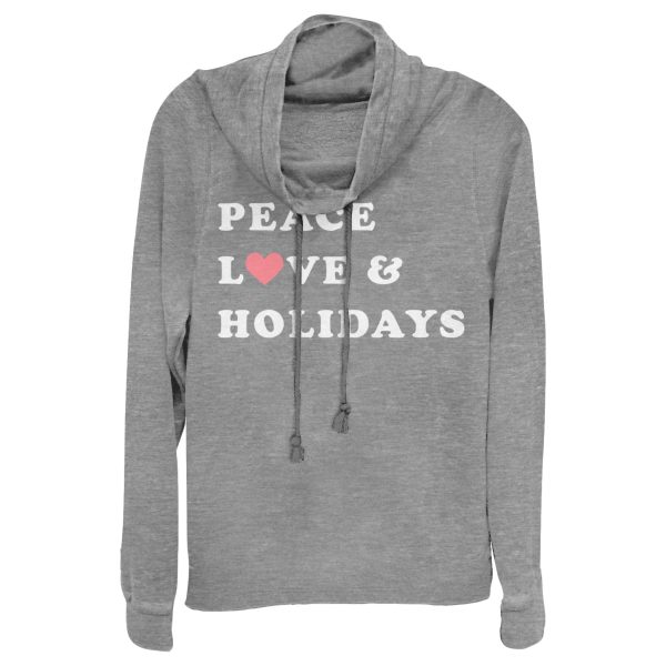 Junior_s CHIN UP Christmas Peace & Love Cowl Neck Sweatshirt