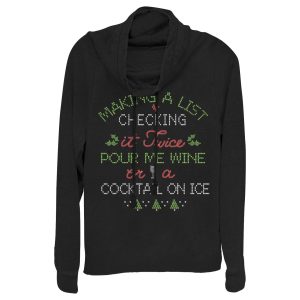 Junior_s CHIN UP Christmas Wine or Cocktail Cowl Neck Sweatshirt