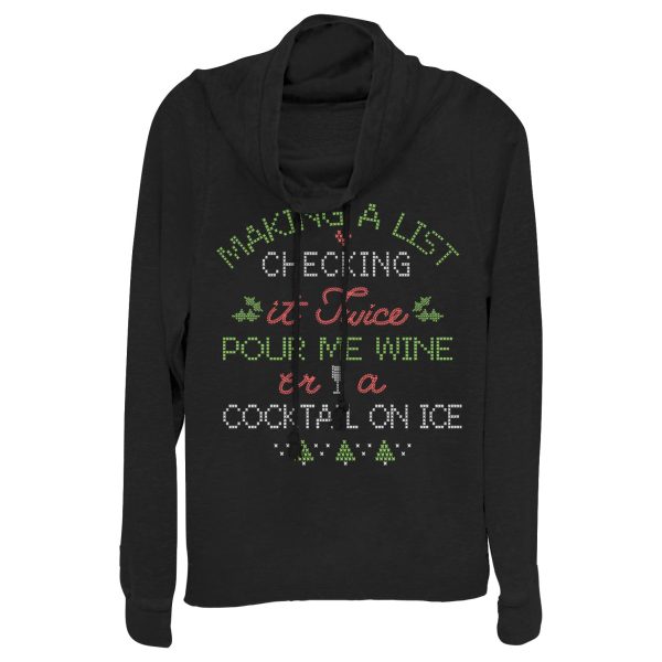 Junior_s CHIN UP Christmas Wine or Cocktail Cowl Neck Sweatshirt