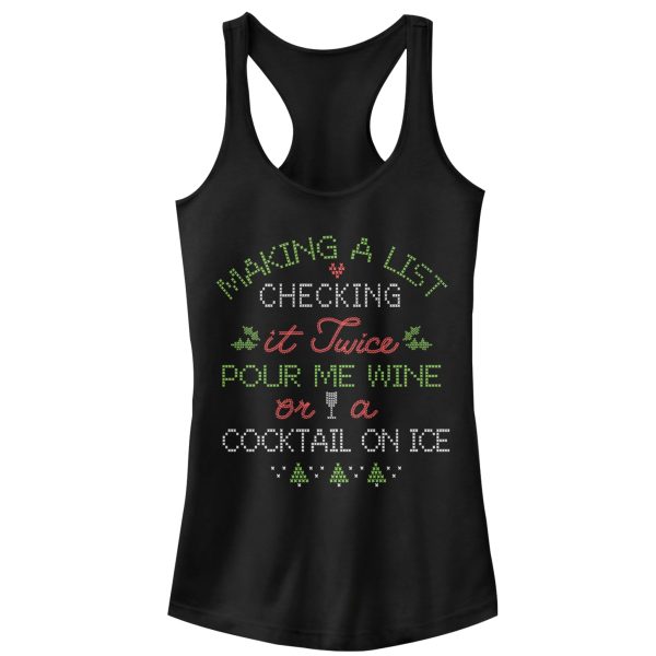 Junior_s CHIN UP Christmas Wine or Cocktail Racerback Tank Top