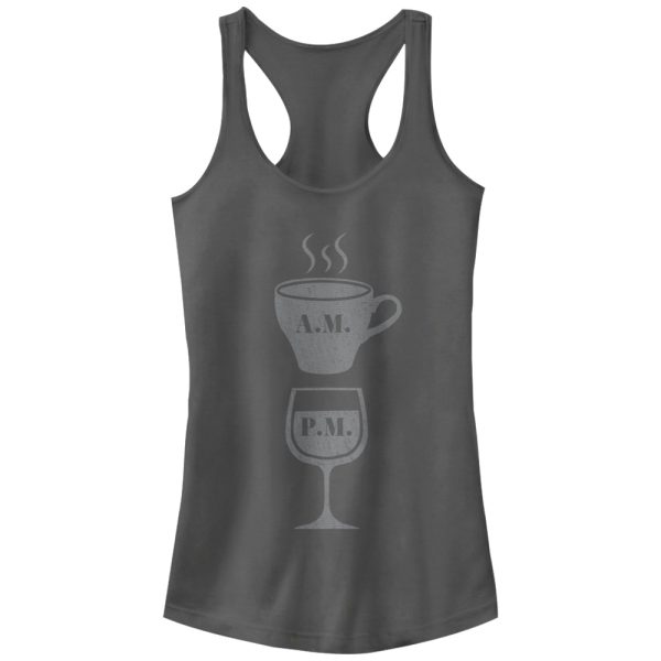 Junior_s CHIN UP Coffee AM Wine PM Racerback Tank Top