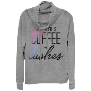 Junior_s CHIN UP Coffee and Lashes Cowl Neck Sweatshirt