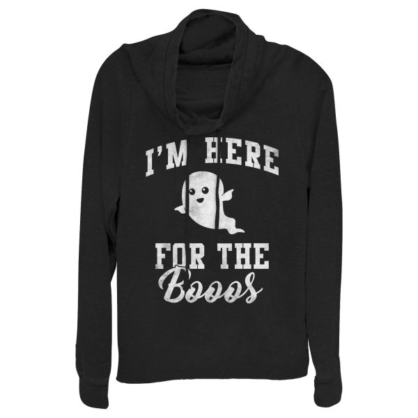 Junior_s CHIN UP Halloween Ghost Here for Boos Cowl Neck Sweatshirt