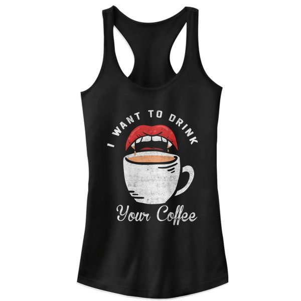 Junior_s CHIN UP Halloween Want Your Coffee Racerback Tank Top