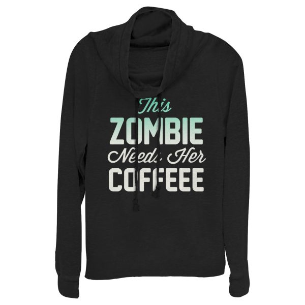 Junior_s CHIN UP Halloween Zombie Needs Coffee Cowl Neck Sweatshirt