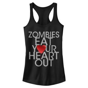 Junior_s CHIN UP Halloween Zombies Eat Heart Out Racerback Tank Top