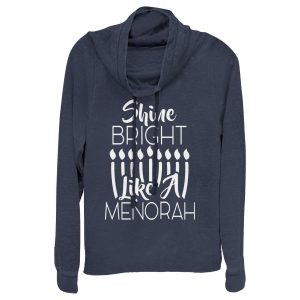 Junior_s CHIN UP Hanukkah Bright Menorah Cowl Neck Sweatshirt