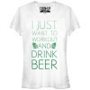 Junior_s CHIN UP I Just Want to Work Out and Drink Beer T-Shirt
