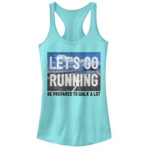 Junior_s CHIN UP Let_s Go Running and Walk a Lot Racerback Tank Top