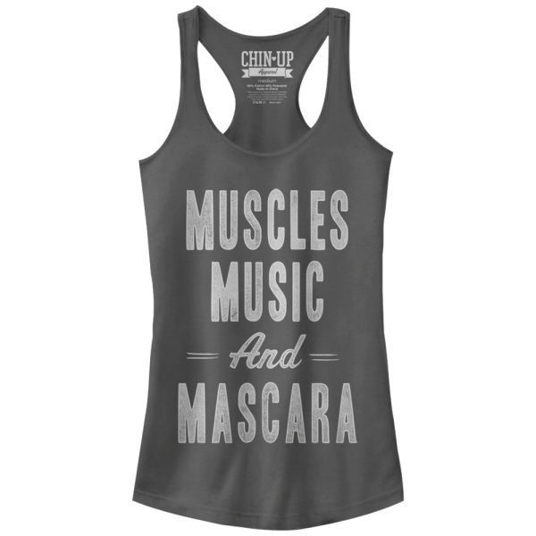 Junior_s CHIN UP Muscles Music and Mascara Racerback Tank Top