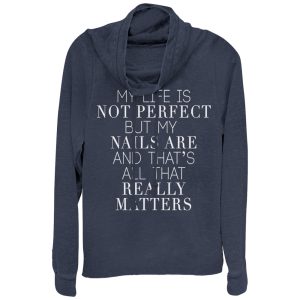 Junior_s CHIN UP Perfect Nails Cowl Neck Sweatshirt