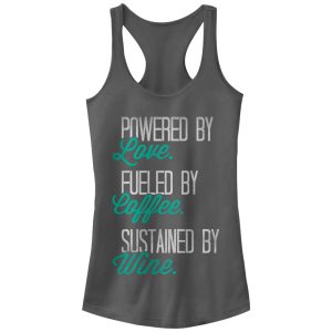 Junior_s CHIN UP Powered by Love Fueled by Coffee Racerback Tank Top