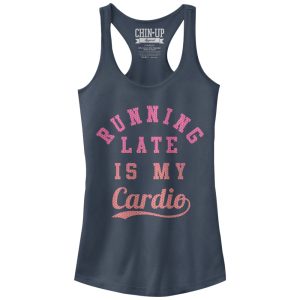 Junior_s CHIN UP Running Late is My Cardio Racerback Tank Top