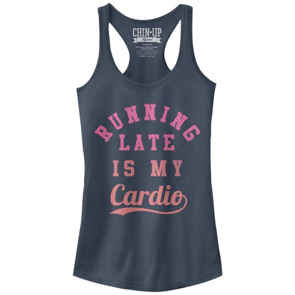 Junior_s CHIN UP Running Late is My Cardio Racerback Tank Top