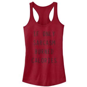 Junior_s CHIN UP Sarcasm Burns Calories Racerback Tank Top