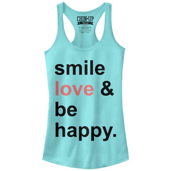 Junior_s CHIN UP Smile Love Be Happy Racerback Tank Top