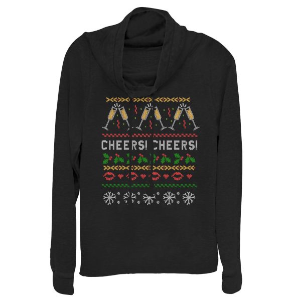 Junior_s CHIN UP Ugly Christmas Cheers Cowl Neck Sweatshirt