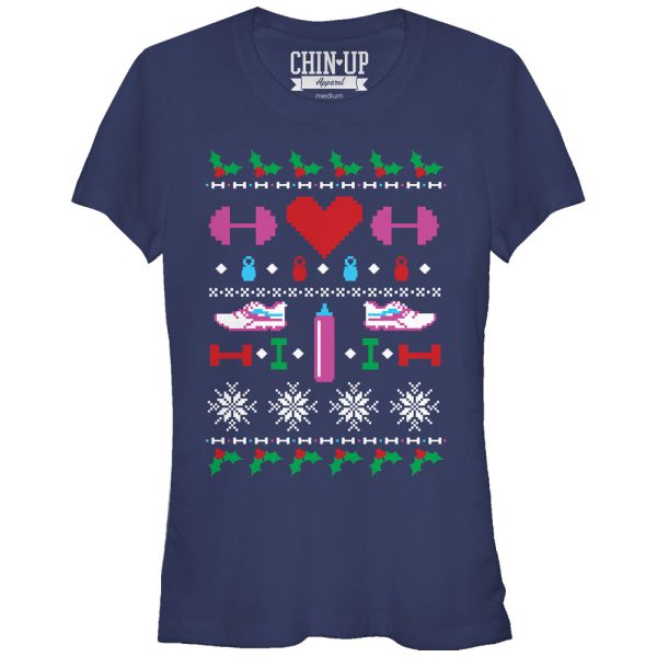 Junior_s CHIN UP Ugly Christmas Workout T-Shirt