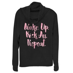 Junior_s CHIN UP Wake Up Kick Butt Cowl Neck Sweatshirt