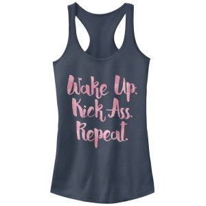 Junior_s CHIN UP Wake Up Kick Butt Racerback Tank Top