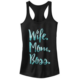 Junior_s CHIN UP Wife Mom Boss Racerback Tank Top