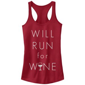 Junior_s CHIN UP Will Run For Wine Glass Racerback Tank Top