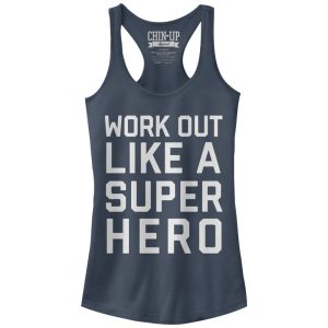 Junior_s CHIN UP Work Out Like a Super Hero Racerback Tank Top