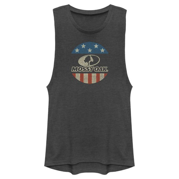 Junior_s Mossy Oak American Flag Circle Logo Festival Muscle Tee