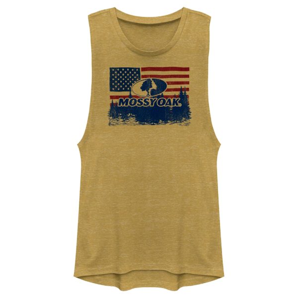 Junior_s Mossy Oak American Flag Landscape Logo Festival Muscle Tee