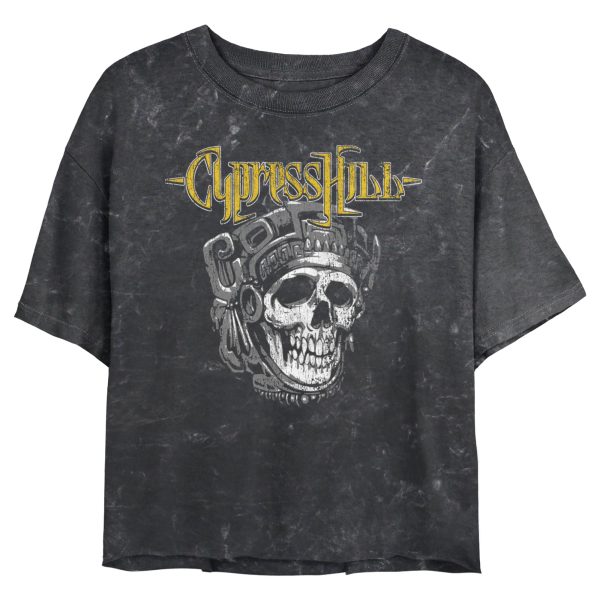 Junior’s Cypress Hill Distressed Aztec Skull Logo T-Shirt