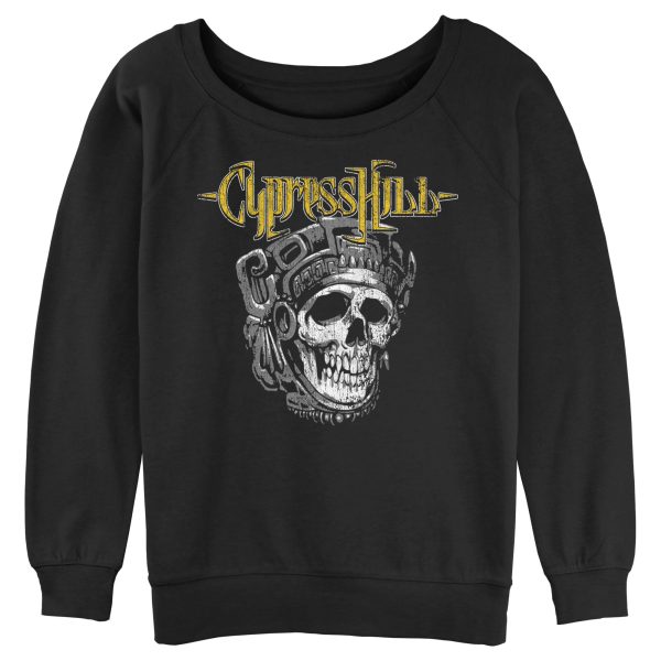 Junior’s Cypress Hill Distressed Aztec Skull Sweatshirt