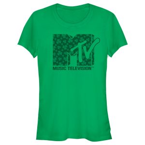 Junior’s MTV St. Patrick’s Day Shamrock Fill Logo T-Shirt