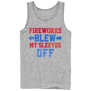 Men_s CHIN UP 4th of July Fireworks Blew My Sleeves Off Tank Top