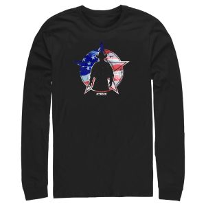 Men_s Professional Bull Riders American Flag Cowboy Silhouette Long Sleeve Shirt