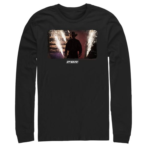 Men_s Professional Bull Riders Cowboy Sparkler Scene Long Sleeve Shirt