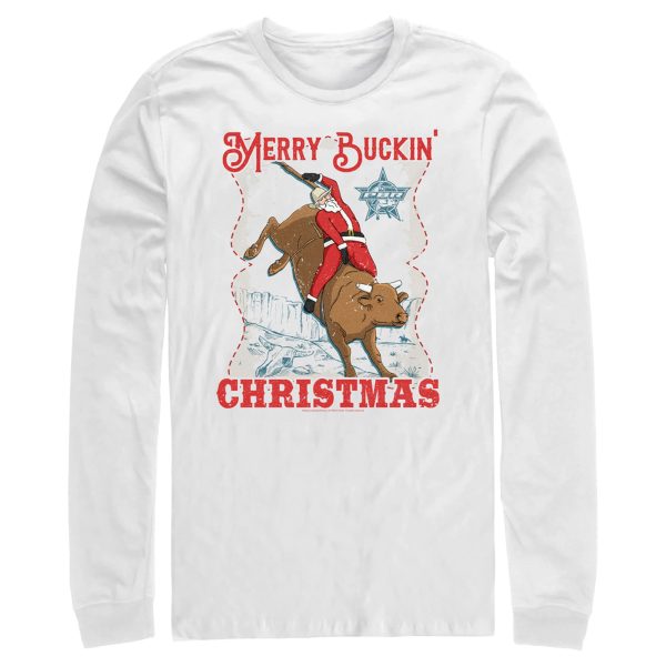 Men_s Professional Bull Riders Merry Buckin_ Christmas Long Sleeve Shirt