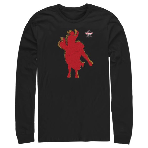 Men_s Professional Bull Riders Red Cowboy Silhouette Long Sleeve Shirt