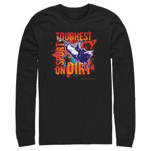 Men_s Professional Bull Riders Toughest Sport on Dirt Paint Splatter Long Sleeve Shirt