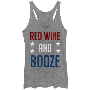 Women_s CHIN UP 4th of July Wine and Booze Racerback Tank Top