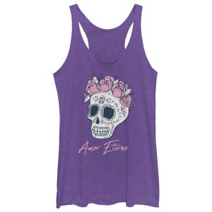 Women_s CHIN UP Amor Eterno Skull Racerback Tank Top