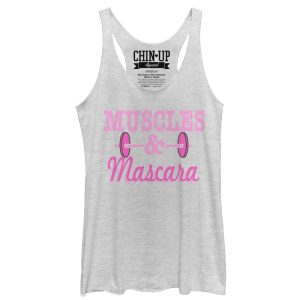 Women_s CHIN UP Barbell Muscles and Mascara Racerback Tank Top