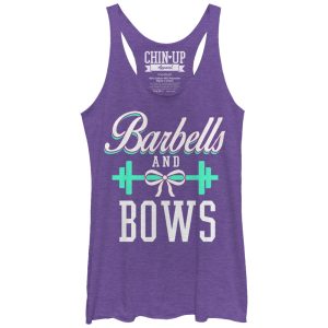 Women_s CHIN UP Barbells and Bows Racerback Tank Top