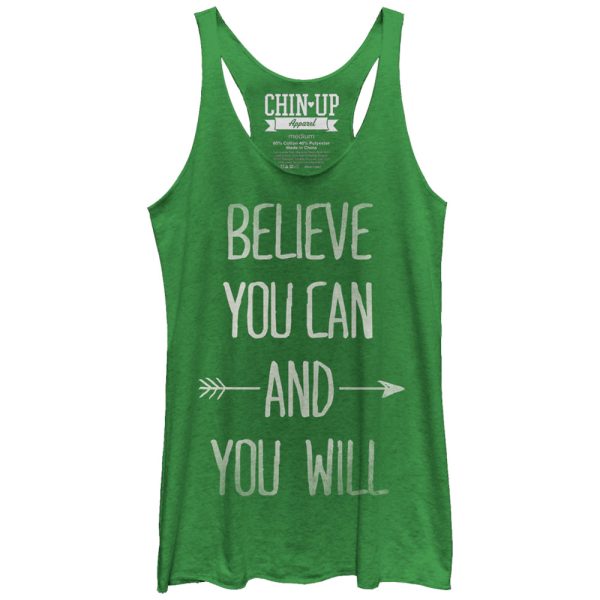 Women_s CHIN UP Believe You Can and You Will Racerback Tank Top