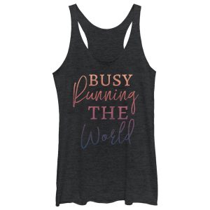 Women_s CHIN UP Busy Running the World Racerback Tank Top