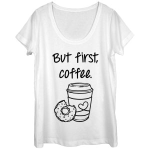 Women_s CHIN UP But First Coffee Cup Scoop Neck