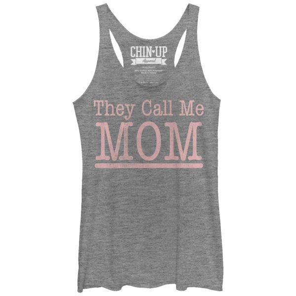 Women_s CHIN UP Call Me Mom Racerback Tank Top