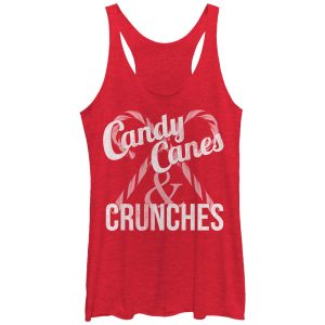 Women_s CHIN UP Christmas Candy Canes and Crunches Racerback Tank Top