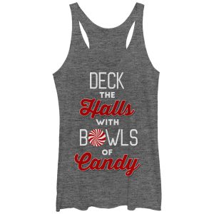 Women_s CHIN UP Christmas Candy Deck the Halls Racerback Tank Top